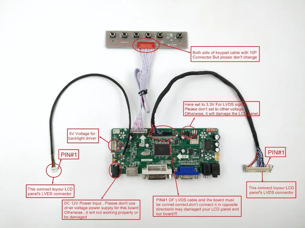 NT68676 LCD controller board support  DVI VGA AUDIO for 15.6 inch LCD panel 1366X768 G185XW01 V1_V2