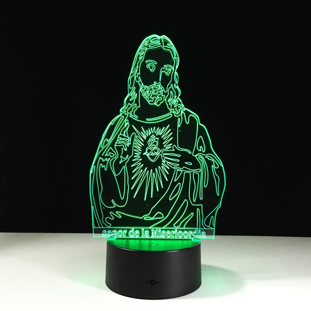 Jesus Christ figure night light Acrylic pattern Adjustable color Remote control Religious belief gifts Room ornament Y48