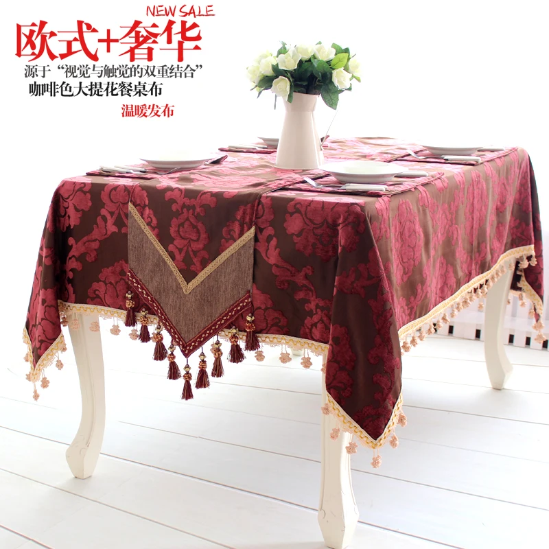 Portuguese red table runner European fashion luxury upscale western pastoral coffee table cloth tablecloths tablecloth Roundtabl