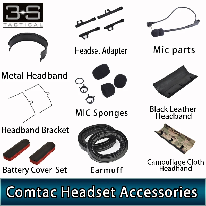 Tactical Military Airsoft Headphones Adapter Earmuff Headband Mic Part Comtac II Headset Aviation Headphones Accessories