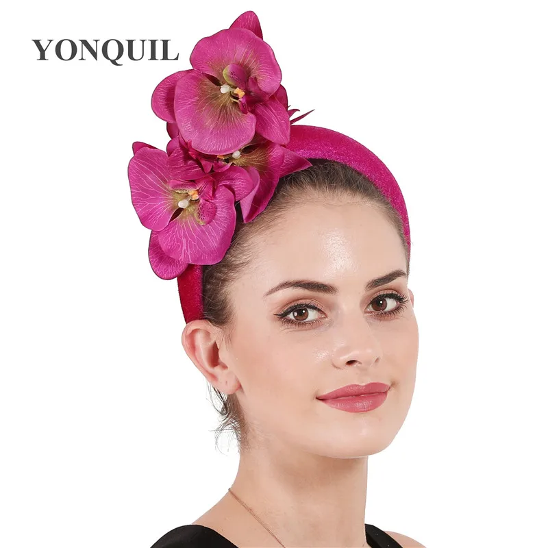 Phalaenopsis Flowers Thick Velvet Headbands Fashion Round Vintage Hair Accessories Hair Band Headwear Plastic Hairbands Ladies