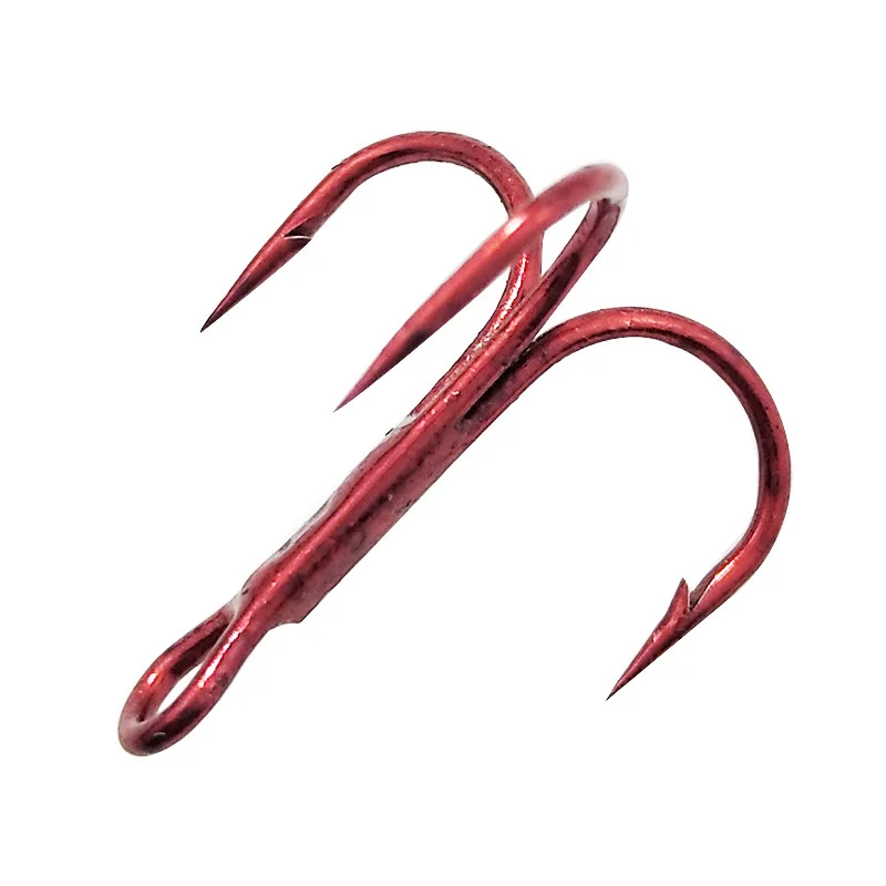 10pcs/lot Super Sharp Saltwater Red Fishing Hooks High-Carbon Steel 3X Treble Hooks 4# 6# 8# 10# High Strength Hooks Tackle