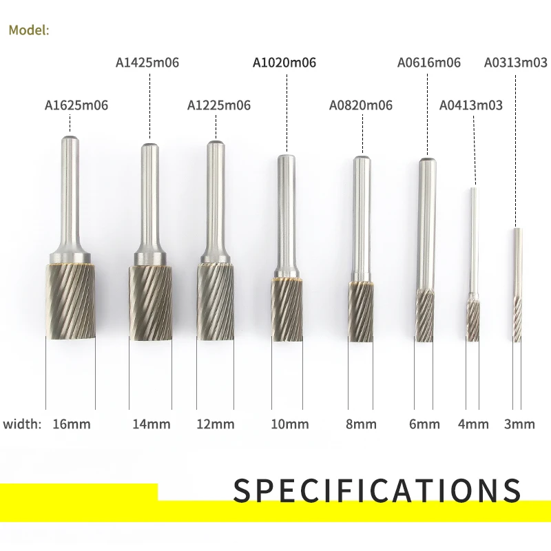 Cylindrical Rotary File 1pcs Single Slot Carbide Alloy Milling Cutter Column Type Wood Carving Electric Rotary Grinding Head