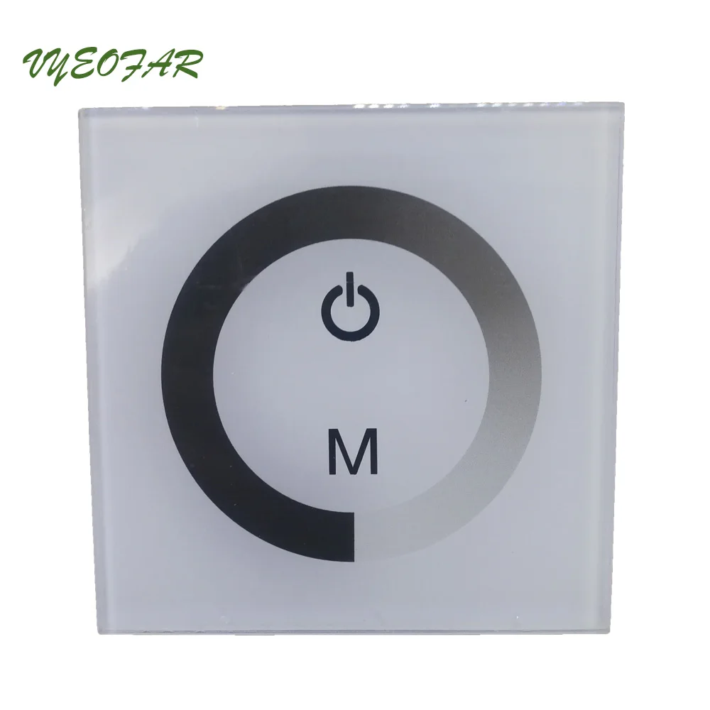 New Touch Panel Wall Mount Led Strip Dimmer 12V 24V Input 4A 2 Channel Output 5050 3528 Single Color Touchable Glass 86 Type