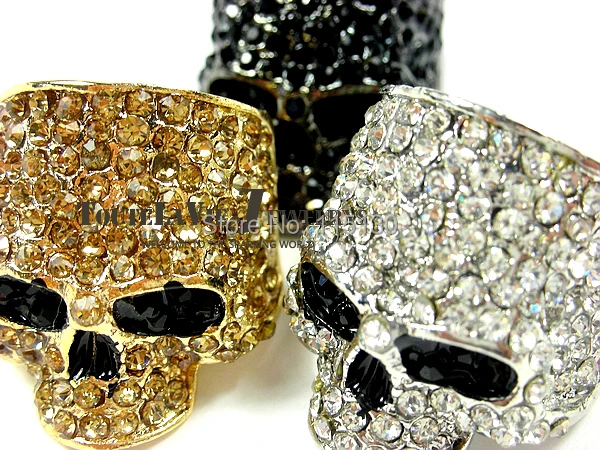 Brand Skull Rings for Men Rock Punk Unisex Crystal Black/Gold Color Biker Ring Male Fashion Jewelry Wholesale image 4