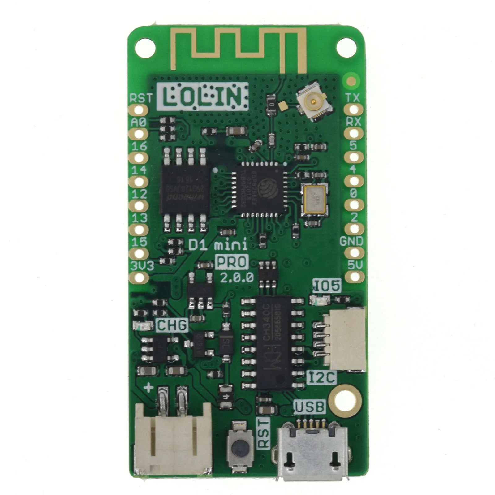 LOLIN D1 Mini Pro V2.0.0-لوحة wi-fi IOT تعتمد على هوائي خارجي ESP8266 16 ميجابايت ، هوائي خارجي ، متوافق مع micropyón Nodemcu Arduino