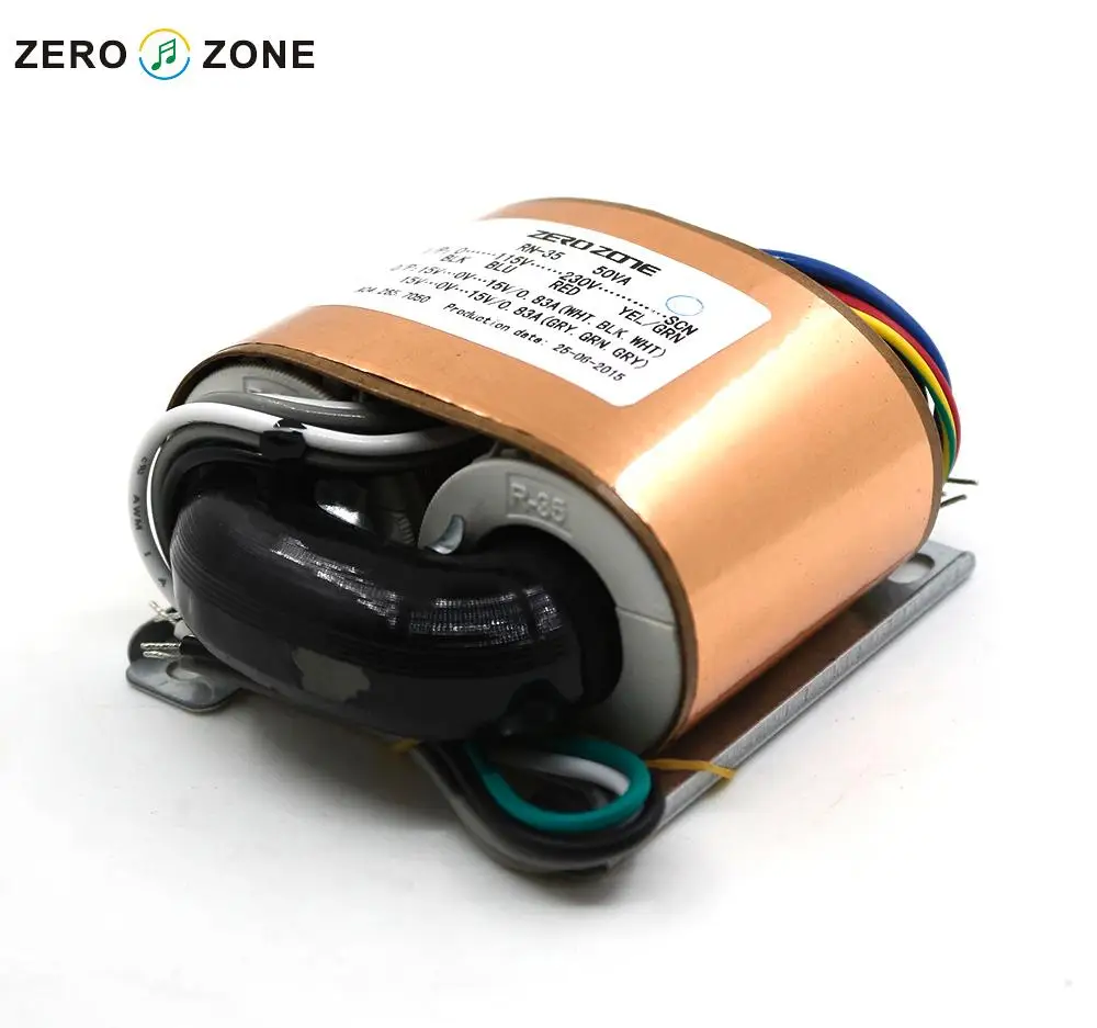 GZLOZONE 115V/ 230V 50W (50VA) Dual 15V / 0.83A R-type Transformer With Copper Foil Shield