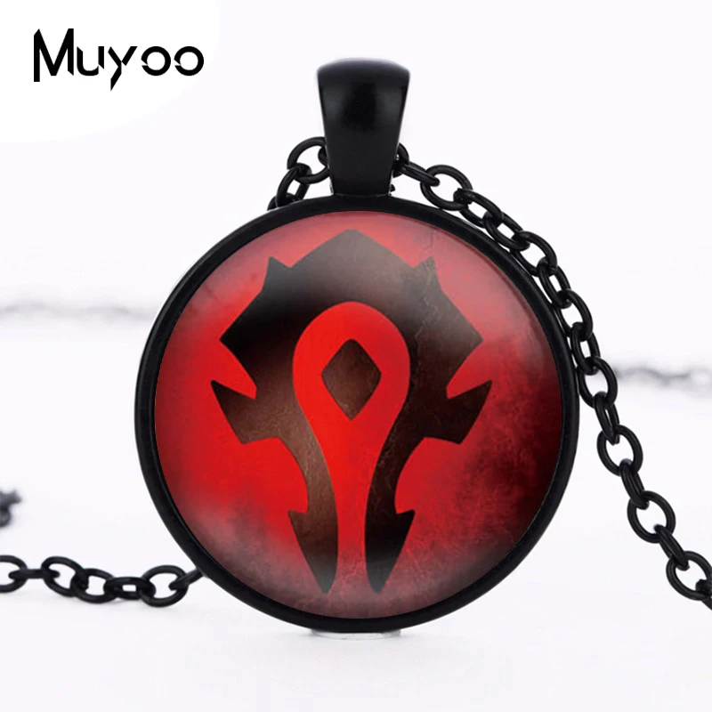 2017 new hot World of Warcraft Horde Symbol Accessories Horde Glass Handmade Colar Round and Bronze Collane e Ciondoli HZ1