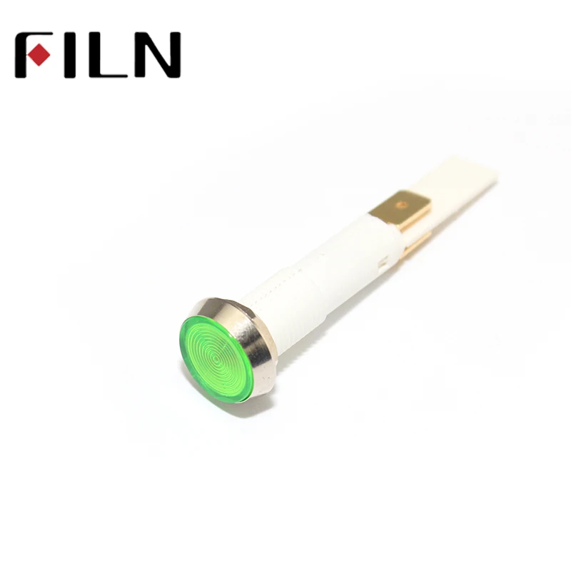 Светодиодная сигнальная лампа с отверстием 10 мм, желтая, зеленая, синяя, 12 В, 24 В, 220 В, С быстроразъемными контактами 6,3 мм