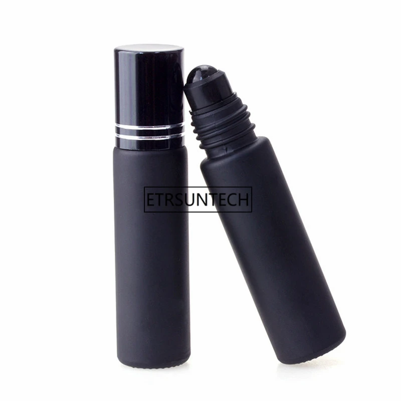 100pcs Black Glass Essential oil Roll On Bottle Vials Black jade Roller Ball For Perfume Aromatherapy F3145