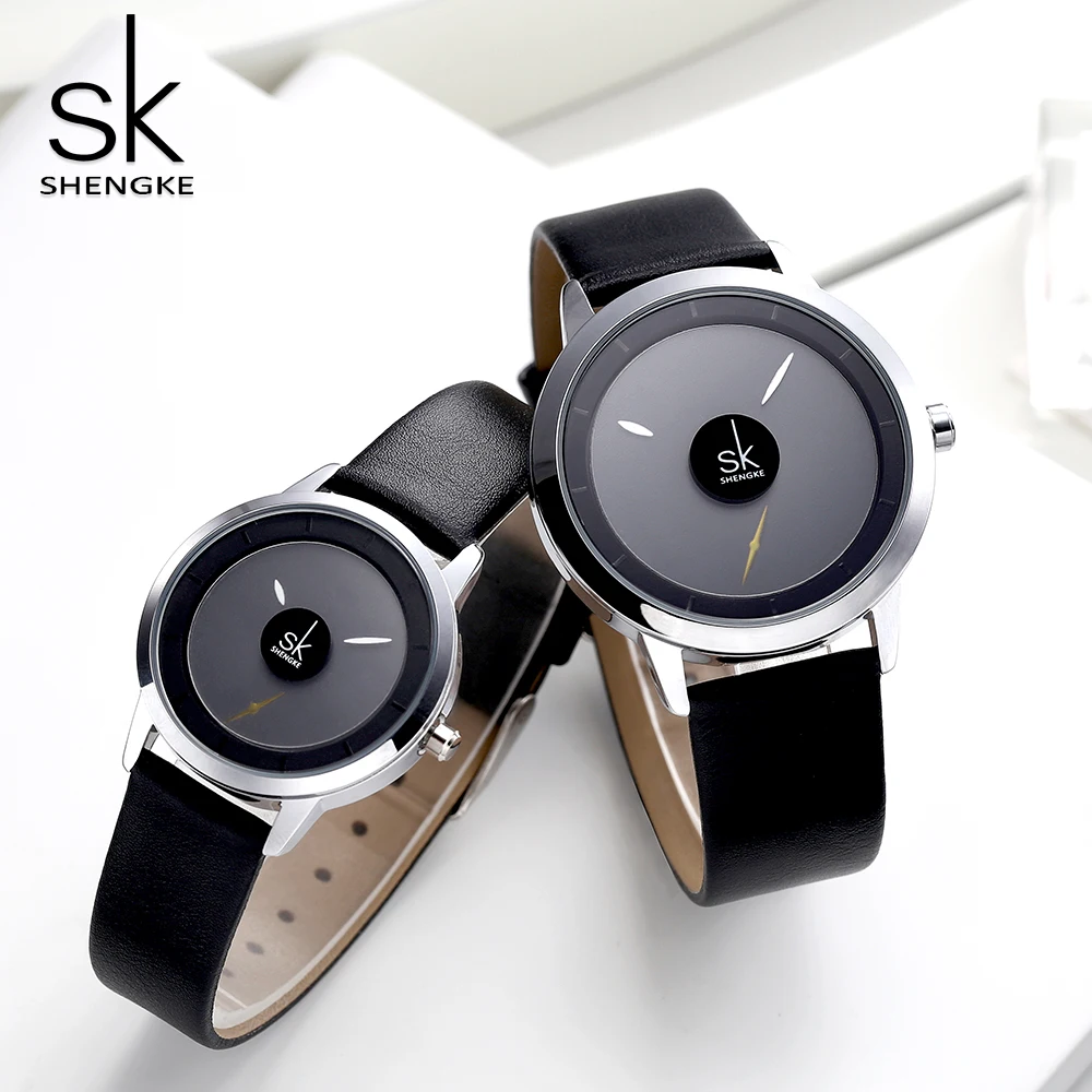 Shengke Couple Watches Fashion Quartz-Watch Women Wristwatch Clock Relojes Mujer Casual Ladies Watch Montre Femme Creative Dial