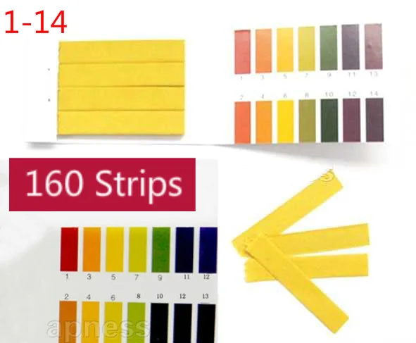 160 Strips Strips PH Test Strip Aquarium Pond Water Testing PH Litmus Paper Full Range Alkaline Acid 1-14 Test Paper Litmus Test