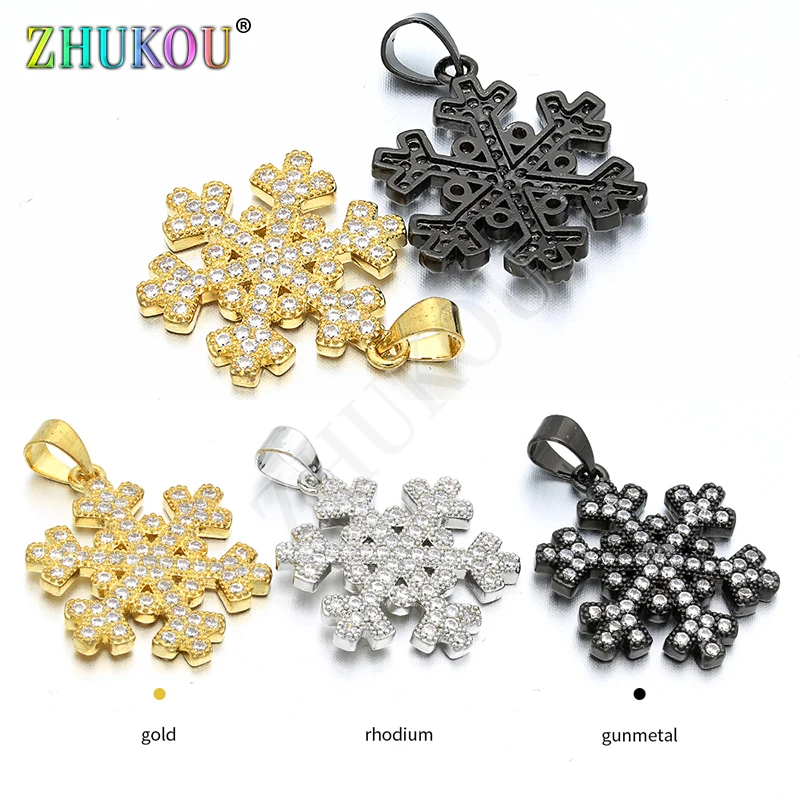 18*22mm Snowflake Latão Cubic Zirconia Encantos Pingentes para Descobertas Jóias DIY Acessórios, Buraco: 4mm, Model: VD108