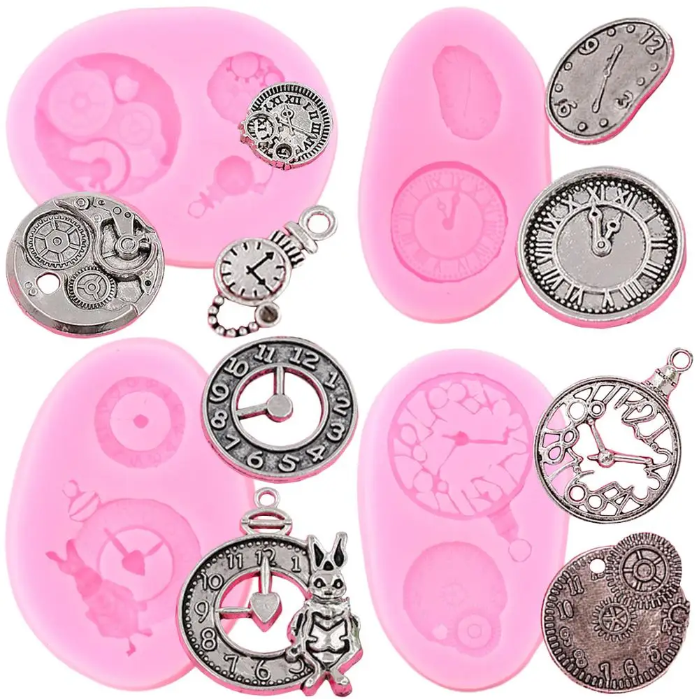 5 Style Watches Turned Cake Silicone Molds Clock Cupcake Topper Fondant Cake Decorating Tools Candy Chocolate Gumpaste Mould