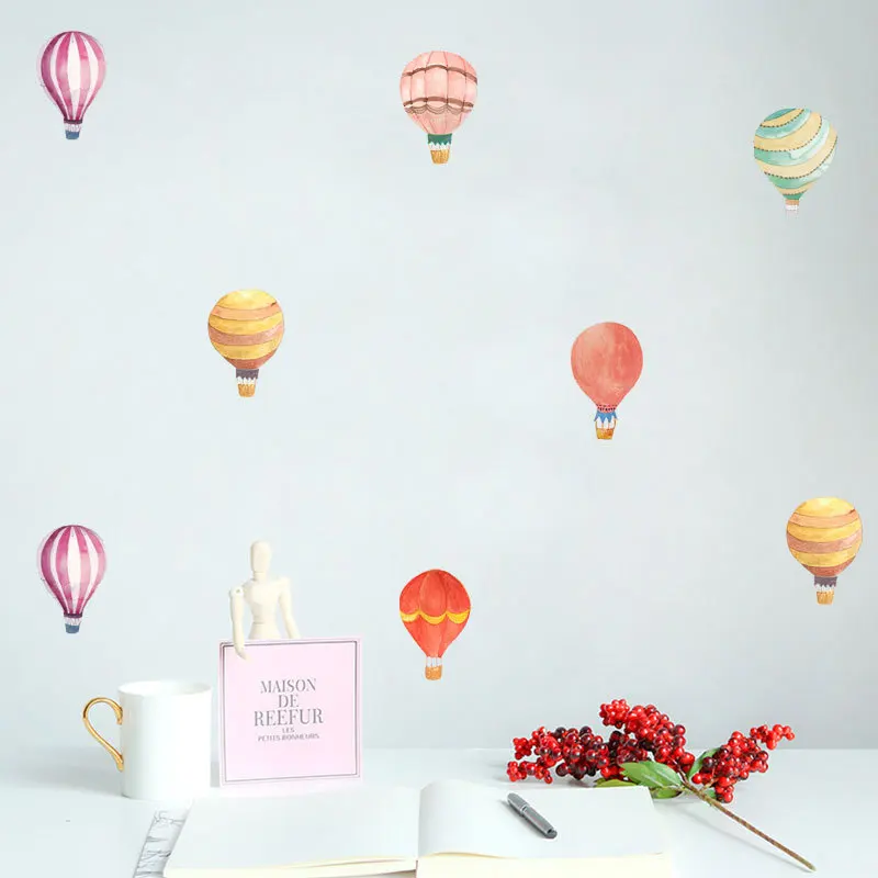 

36pcs=1set Hot Air Balloon Watercolor Wall Sticker Color Circle Wall Decal Children Room Decorative Stickers For Kid's Bedroom01