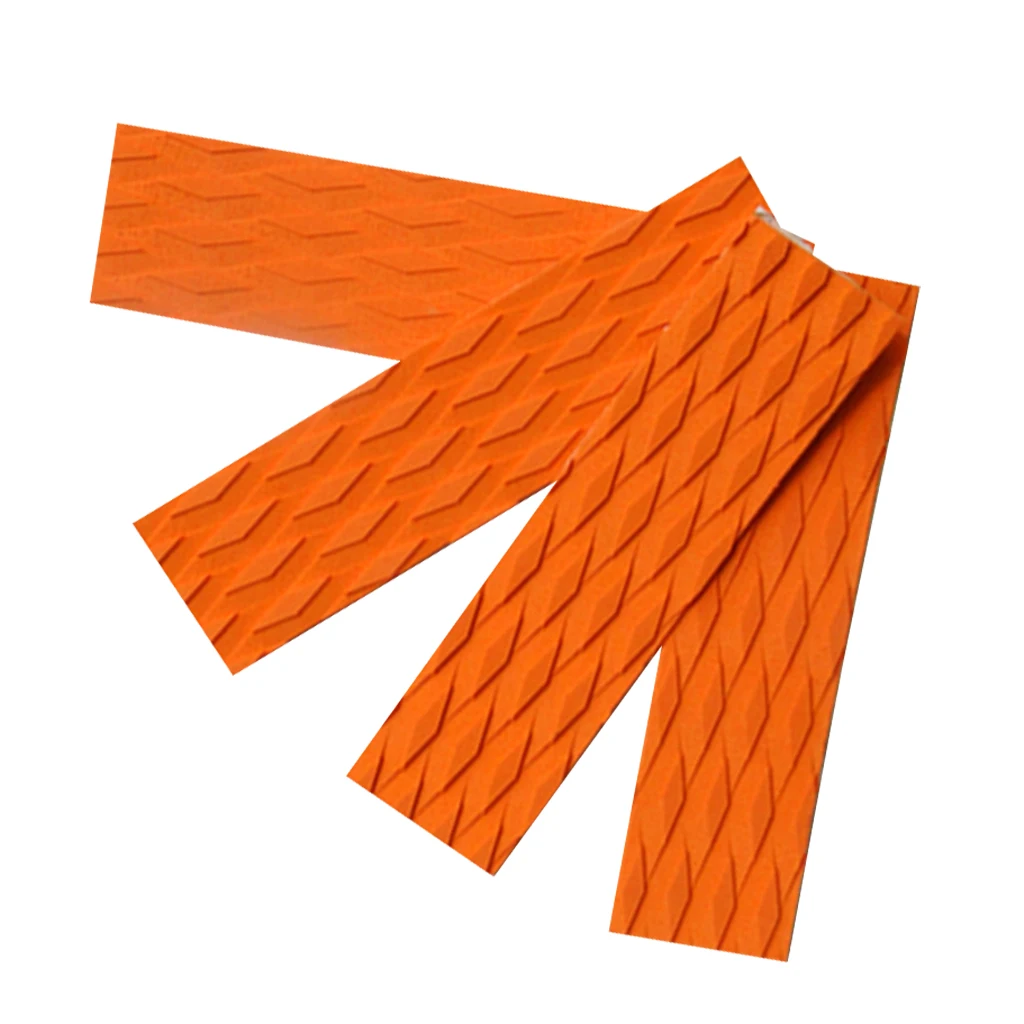 4 Pieces Ultralight EVA Diamond Groove Surfboard Skimboard Traction Pad Tail Pads  Bar Grips - Black / Orange / Blue