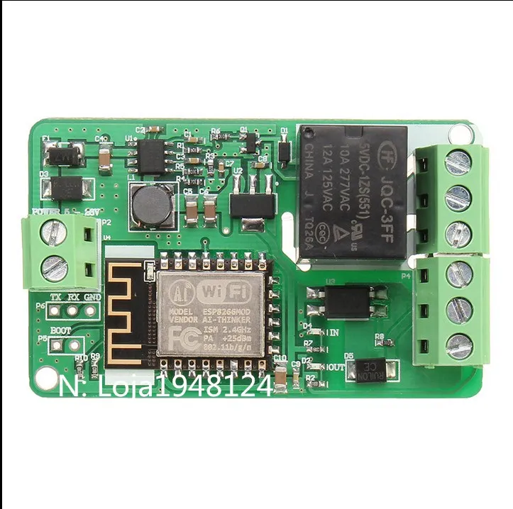 Chegada nova 1 Pcs Verde ESP8266 10A 220 V Modulo de Rele De Rede WI-FI de Entrada DC 7 V ~ 30 V modulos