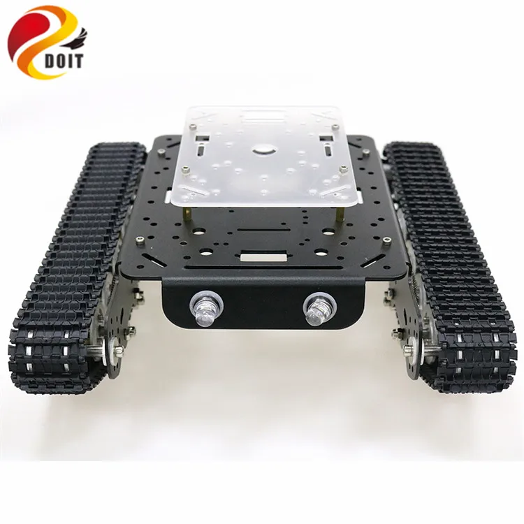 Chasis de tanque de Robot inteligente de Metal con Motor de CC Dual, ruedas de aleación de aluminio, pistas de plástico para Arduino Project TS100