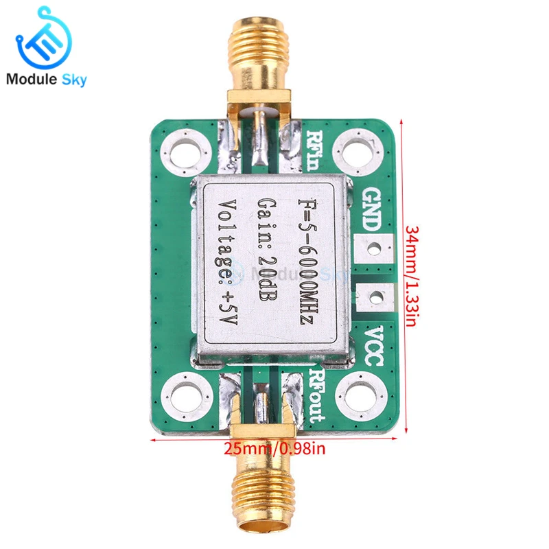 Newest Gain 20dB 5~6000 MHz RF Ultra-Wideband Low noise Power Amplifier Board Module With shield function