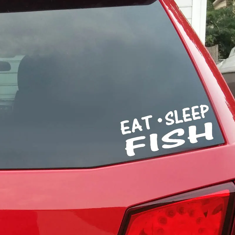 YJZT 6.2cm * 15.2cm EAT SLEEP FISH Fun Vinyl decalcomanie decorative di alta qualità adesivo per auto nero argento C11-0178