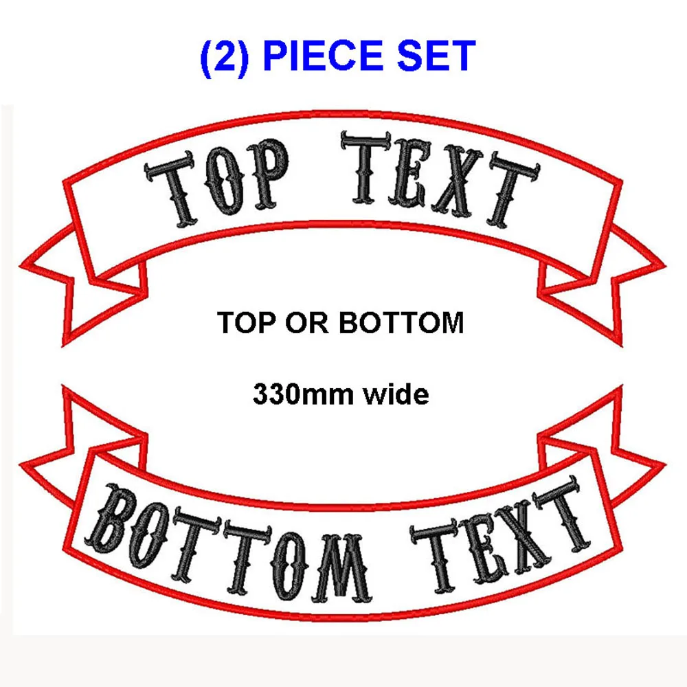 330mm wide Customize embroidery mc rocker patch 2 pieces per set motorcycle biker iron on patches for full back jacket clothing