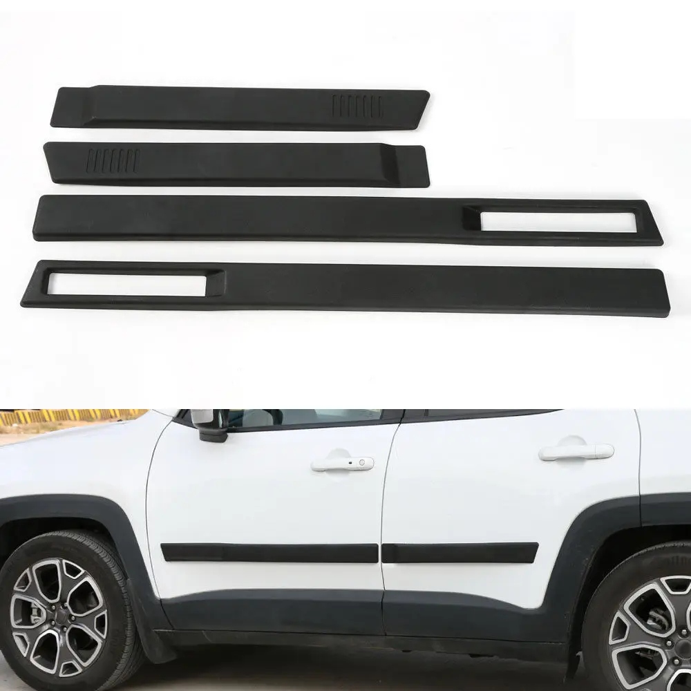 BBQ@FUKA 4pcs Car Body Side Door Cover Trim Kit Molding Protector Sticker Styling Fit For Jeep Renegade 15-2016 Car Accessories