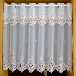 Countryside Half-curtain Embroidered Tulle Valance Light Shading Coffee Curtain for Kitchen for Cabinet Door A-105