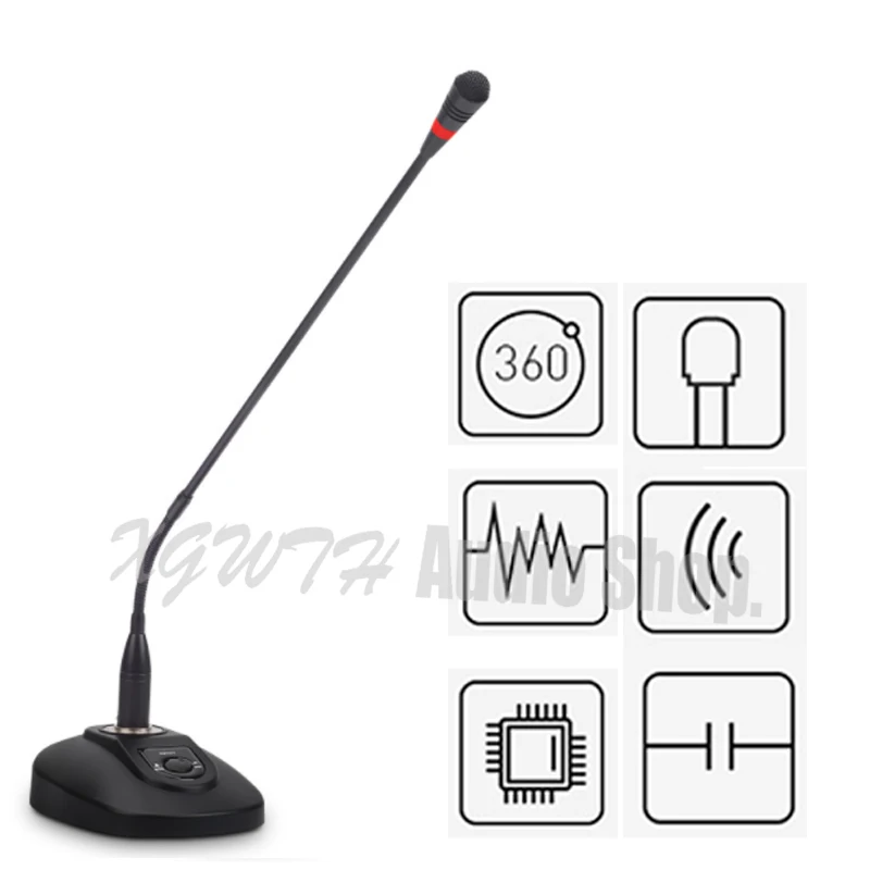 ميكروفون سلكي ذو رأس منحنية ومشهد مؤتمرات ، مزود طاقة ، مكثف صوت ، ميكروفون قلبي للغاية ، للمدرسة