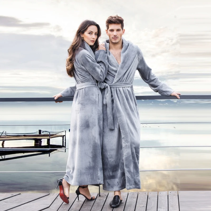 Women\'s Long Robe Mens Ultra Long Floor Length Ankle-Length Bathrobes  Sleepwear Loungewear Nightgown Nightwear House Coat