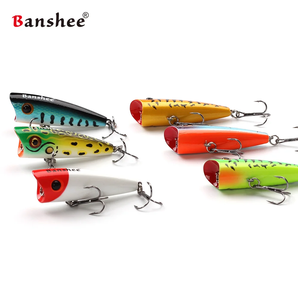 Banshee 6pcs/lot 60mm 8g Splash VP01  Rattle Sound Wobbler Bass Top water Fishing Lure Poppers Hard Artificial Bait