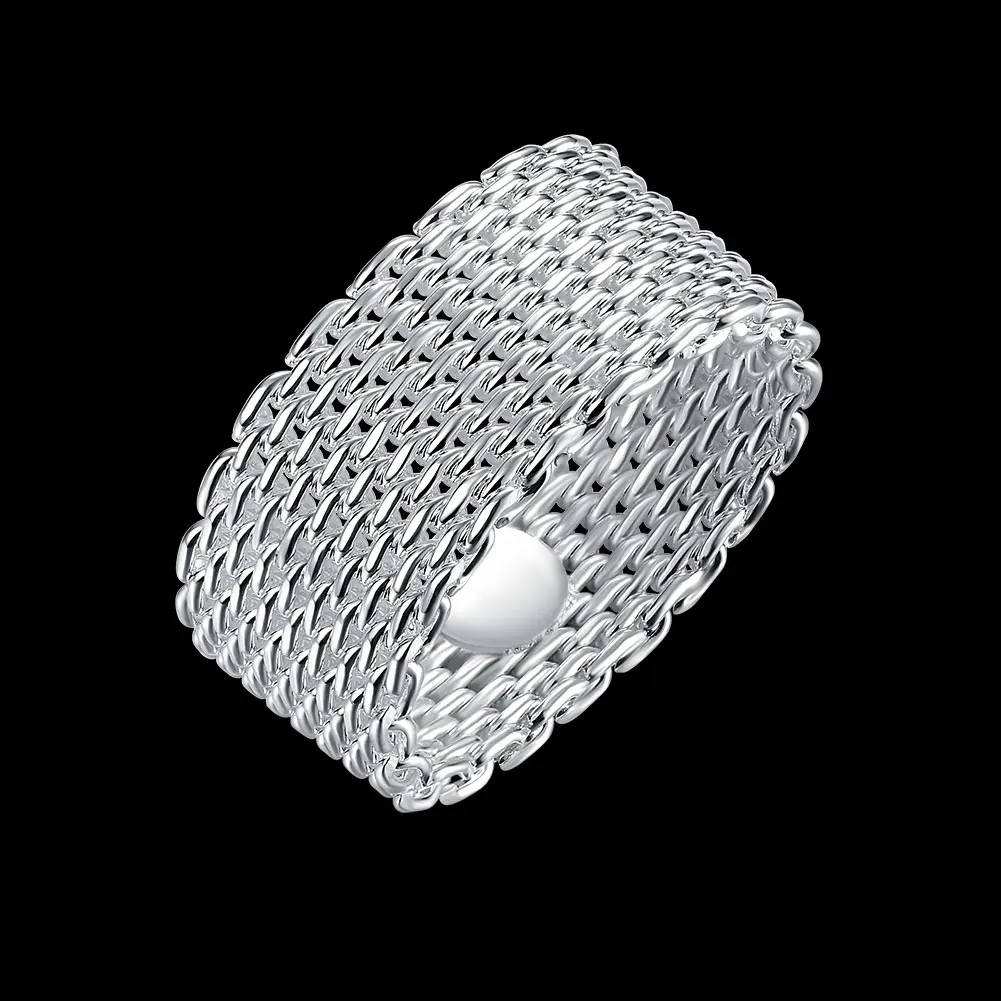 Drop Shipping Silver Plated Weave Rings For Men Women,Soft Net couple\'s Ring Gift Fashion Jewelry Finger Rings