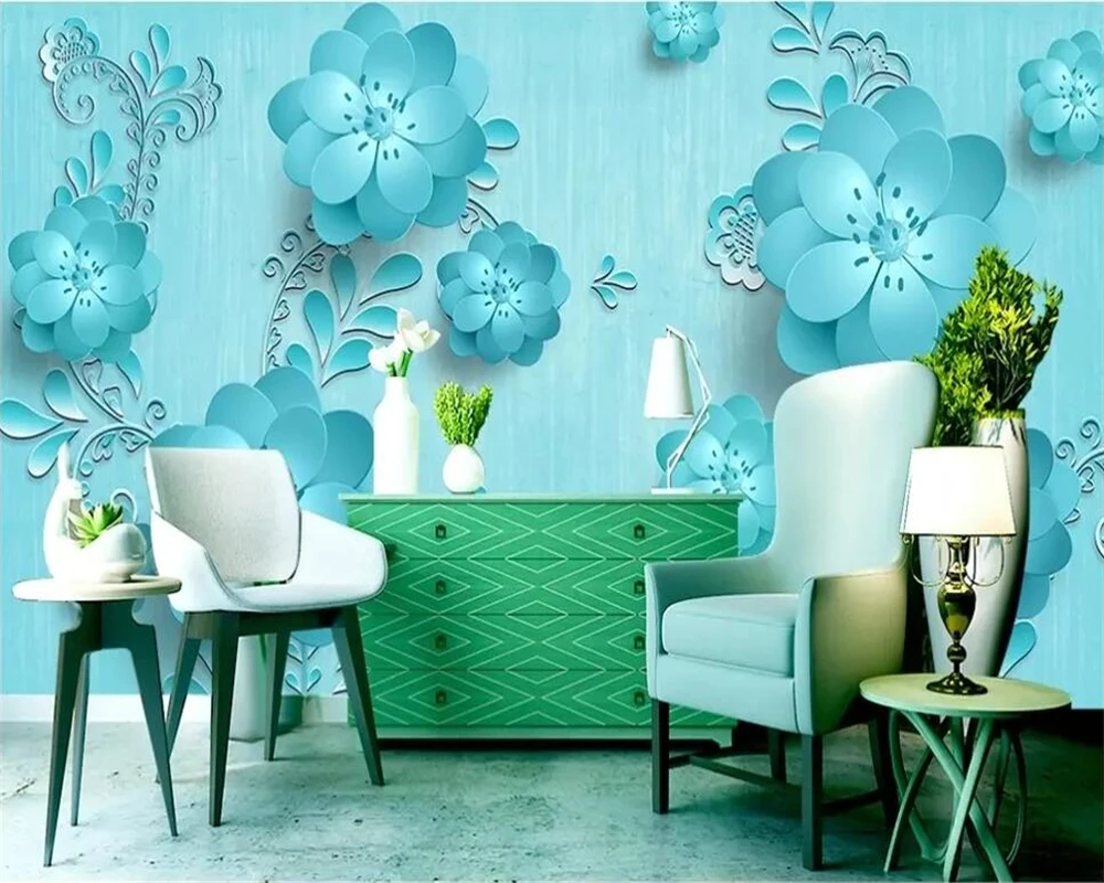 

beibehang papel de parede Custom wallpaper 3d mural TV backdrop modern modern blue papel de parede flower backdrop 3d wallpaper