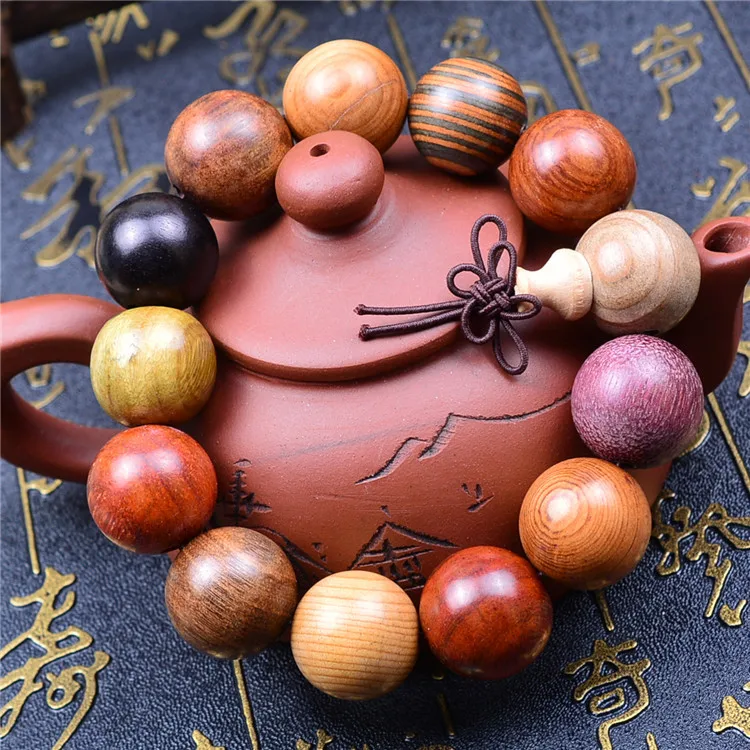 Handmade Chinese Character Buddhist Wood Bracelet 15/18/20mm Beads Sandalwood Men Bracelets,Wenge Bracelets Lucky Jewelry