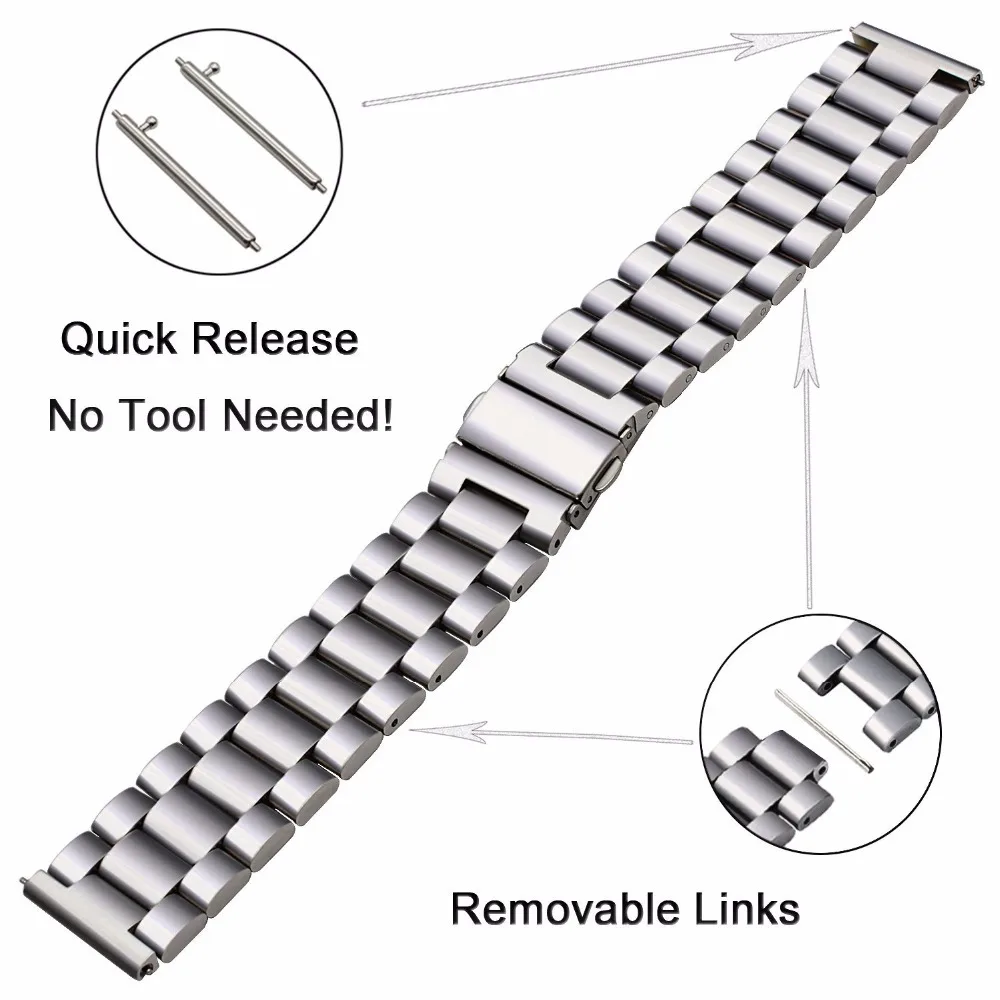 18 20 22 24 mm Voll-Edelstahl-Armband für SAMSUNG GEAR S3 S2 Classic Straps Galaxy Watch 42 46 mm Huawei Watch 2 Pro/GT – Detail 10