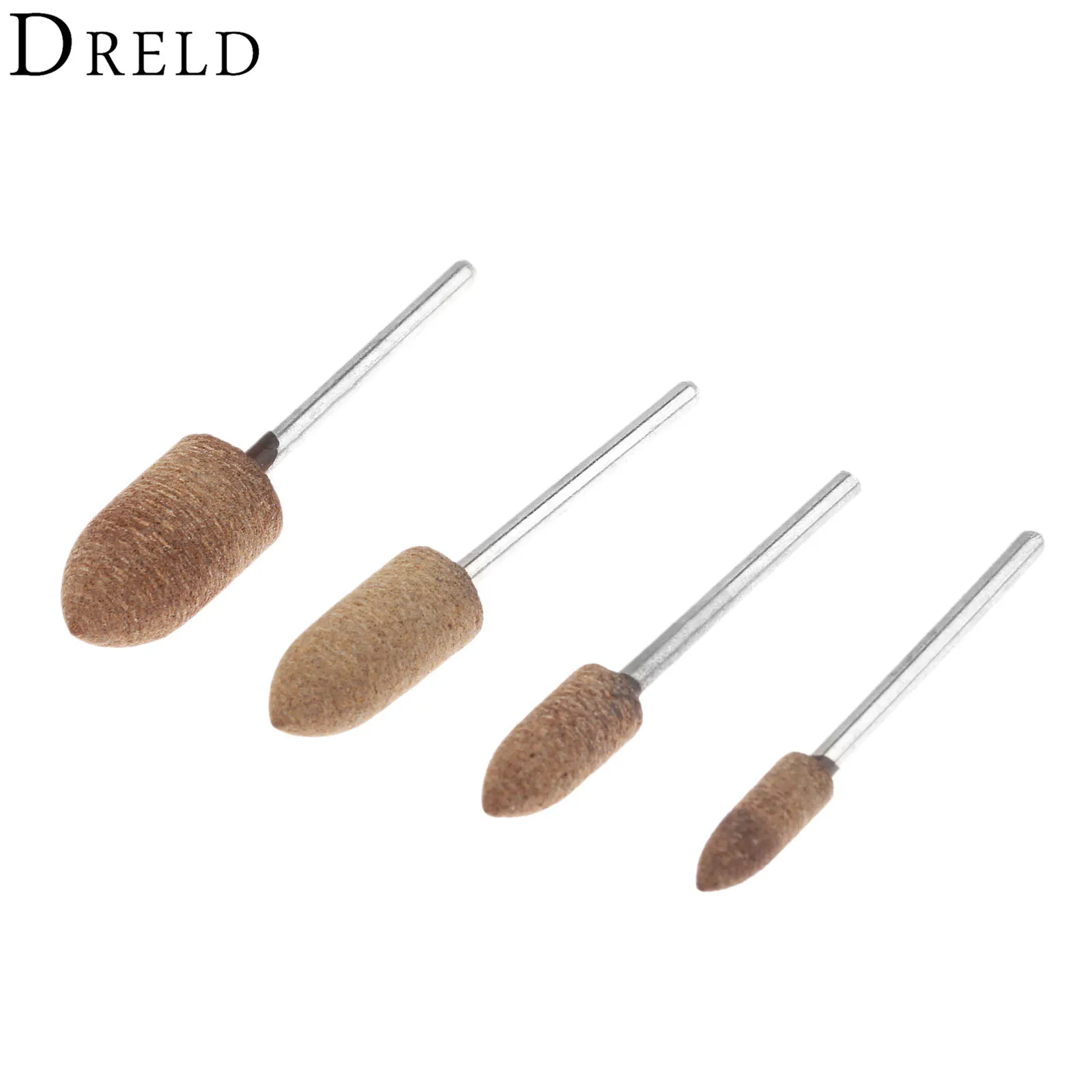 DRELD 4Pcs Dremel Accessories 5/6/8/10mm Leather Grinding Head Polishing Buffing Brush Wheel for Rotary Tools 2.35mm Shank