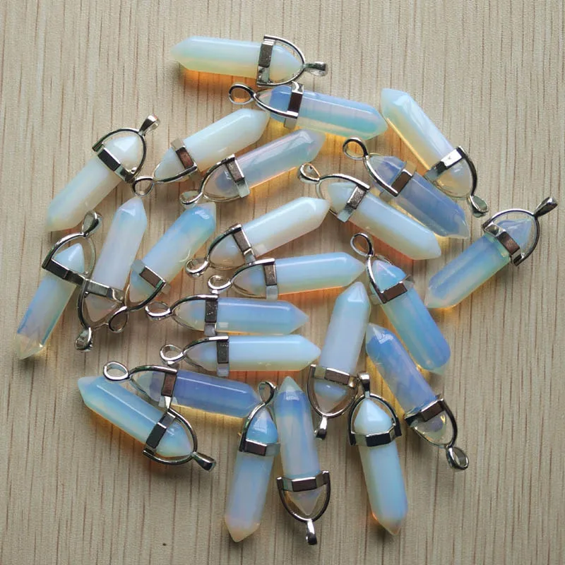 Wholesale 24pcs/lot good quality assorted natural stone mixed pillar charms chakra Pendants for necklaces making fast shipping