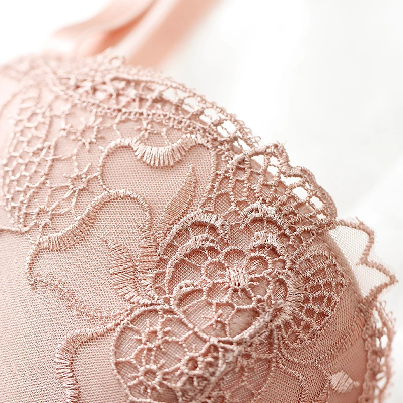 Women Summer Thin Cotton Bra Brief Sets Sexy Embroidery Lace Female Brassiere Lingerie Transparent Seamless Panties Underwear