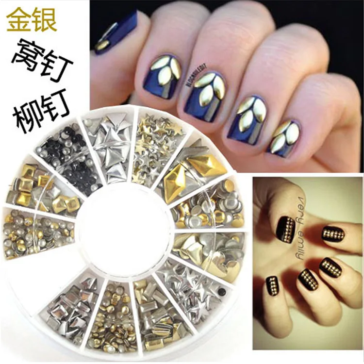 

Factory sales Mix shape Metal color flatback Nail Art Rhinestons,3D Non HotFix stone diy Decorations 6