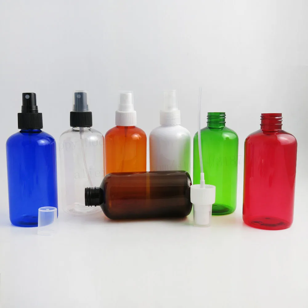 360 x 220ml 220cc Empty Amber White Blue Green Red Orange Clear Plastic Atomizer Bottle with Pet Sprayer Big Cosmetic Container