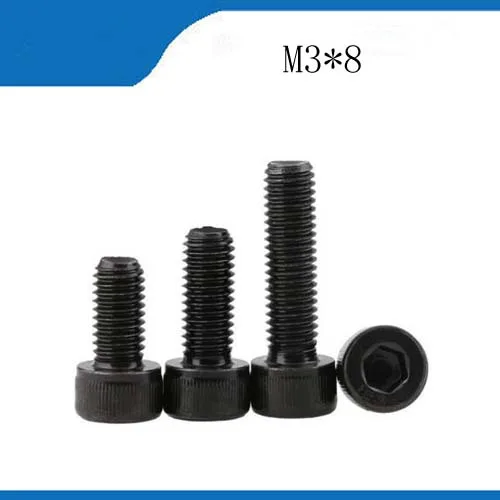 

1000pcs M3*8 Black Alloy Steel Metric Thread Hex Socket Head Cap Screw/Bolt M3X5/6/8/10/12/15/20 m3 screws stainless nails,bolts