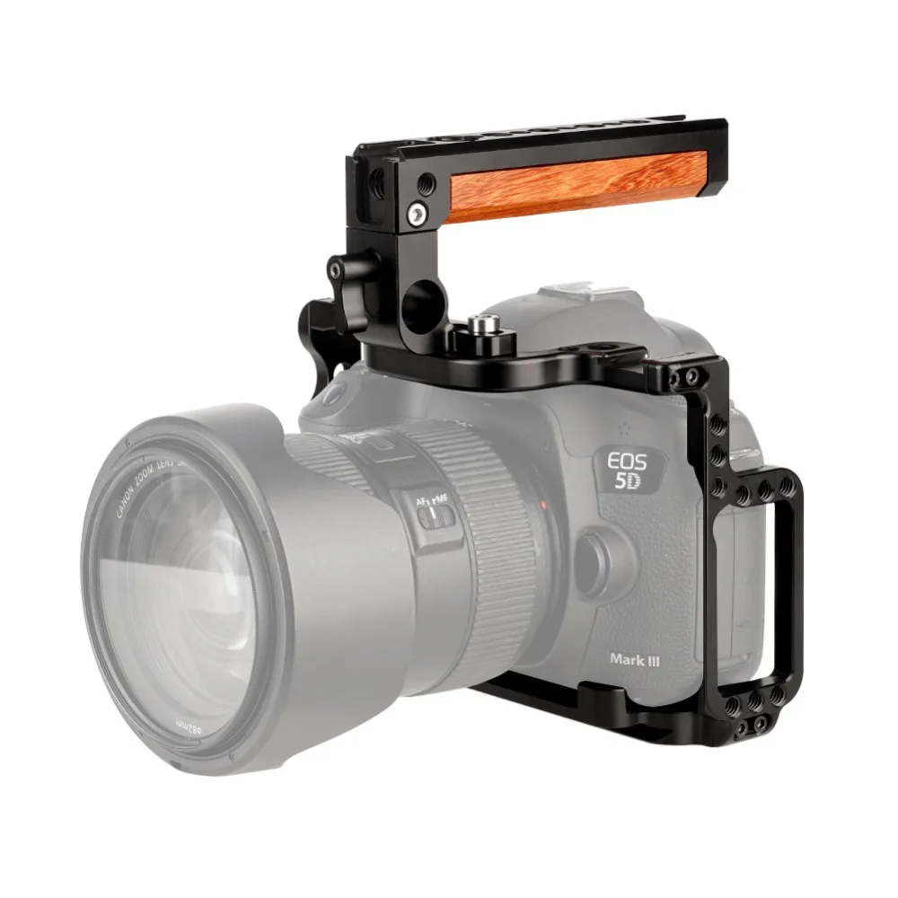NICEYRIG Máy Ảnh Cage cho Canon EOS 5D Mark II III IV Máy Ảnh DSLR Cage cho Canon 5Ds 5D Mark IV III II Bằng Gỗ Xử Lý Hàng Đầu Rig