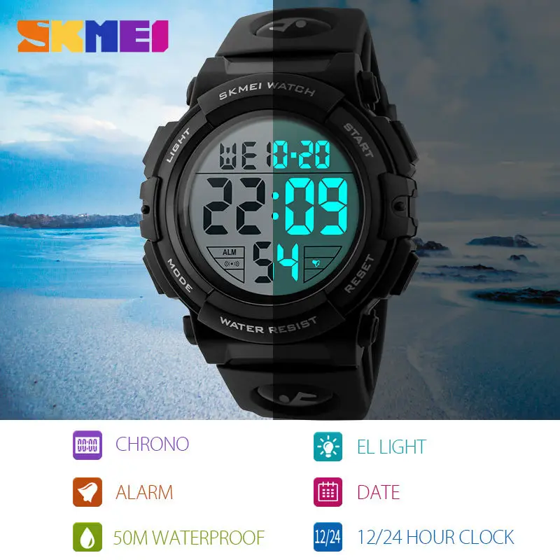 SKMEI Fashion Outdoor Sport Watch For Men Multifunction Wristwatches Military 5Bar Waterproof Digital Watch Relogio Masculino