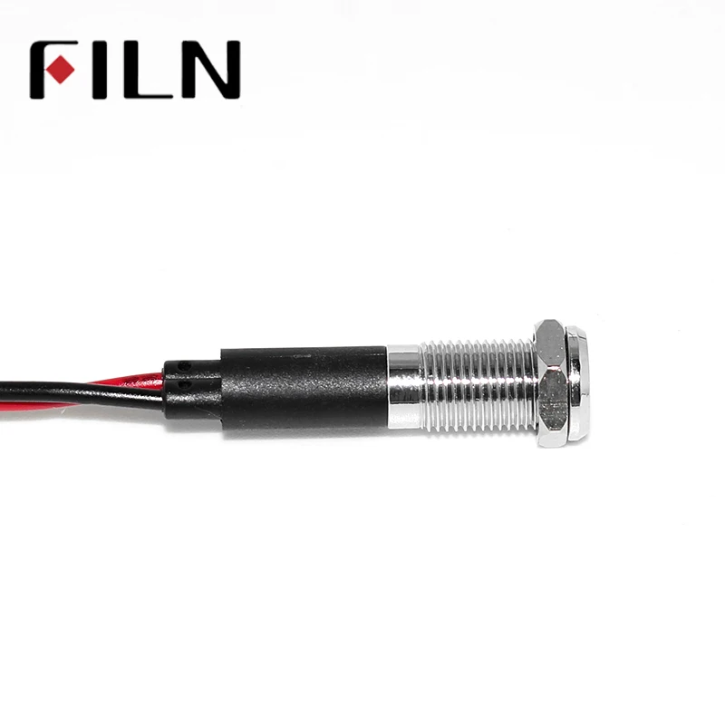 FILN 8mm Warning Dashb red yellow white blue green 12v led indicator light with 20cm cable with symbol