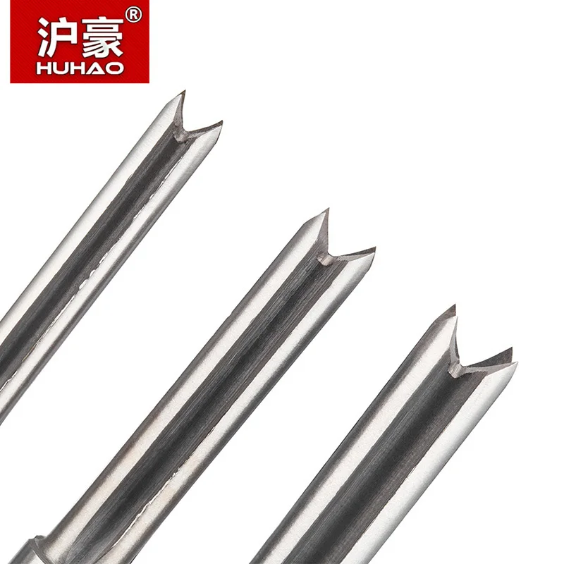 HUHAO 1/4 Woodworking Tool Grooving Router Bits Slotting Alloy Four-flute Straight Cutter High Speed Steel Tenon Tool For Wood