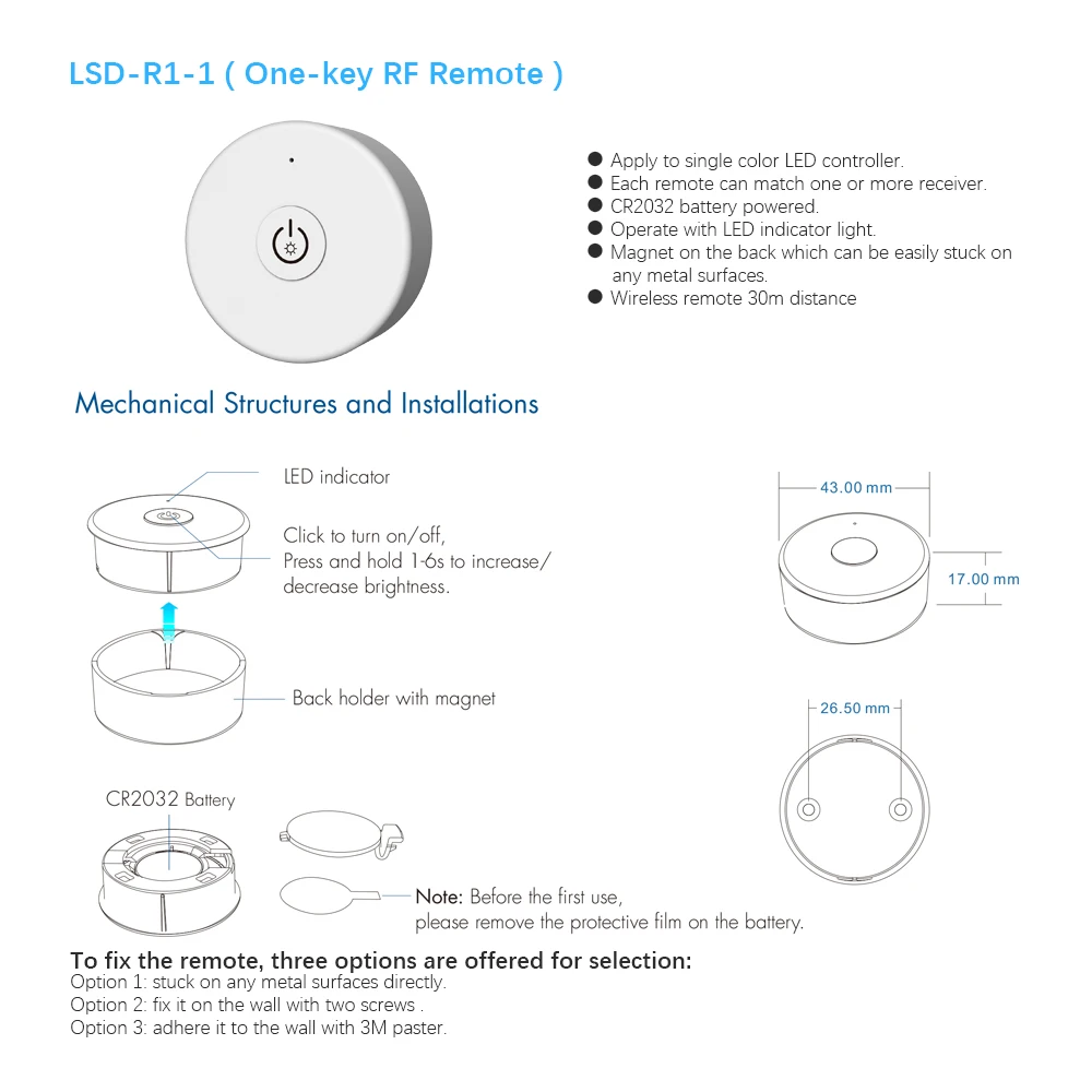 LED Dimmer Switch 12V 24V PWM 2.4G LED Touch RF Wireless Remote 5V 36V Smart Wifi Dimmer Controller for Single Color LED Strip