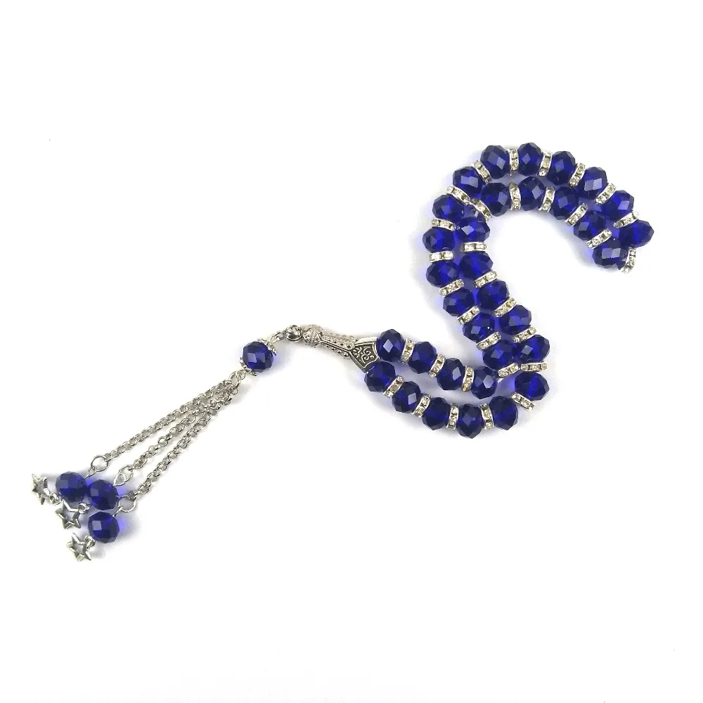 Dark blue color crystal 33 Prayer Beads Islamic Muslim Tasbih Allah Mohammed For Men&Women worry beads