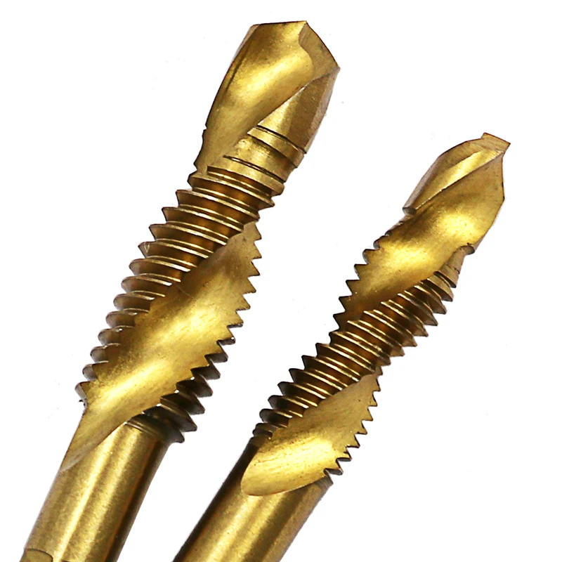 Spiral Pointed ก๊อก HSS M2แตะด้ายรูป1/4นิ้ว Hex Tap Drill Bits เมตริกเกลียวเกลียว Screw Tap ชุด M3-M10