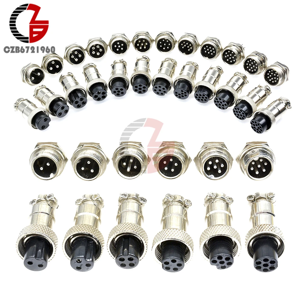 1 par GX16 2 p/3 p/4 p/p 2Pin 6 3Pin 4Pin 6Pin 16mm panel Mount Screw Plug Circular Aviação Conector do Fio Feminino masculino Tomada AC