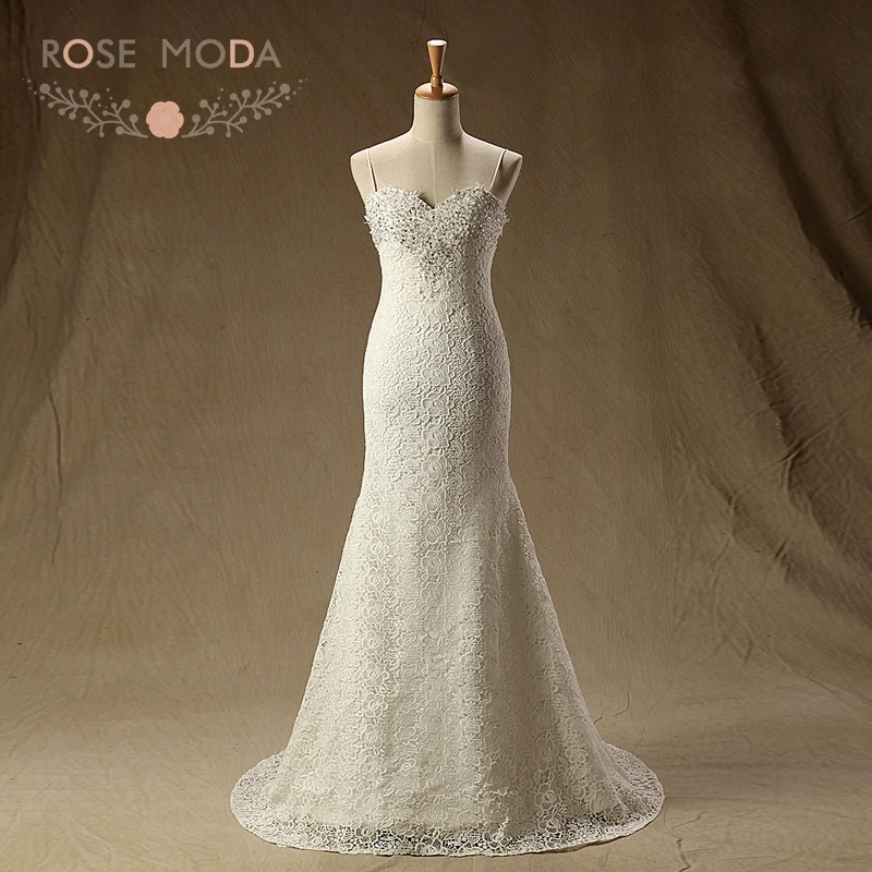 

Rose Moda Slim Lace Mermaid Wedding Dress Real Photos Custom Make