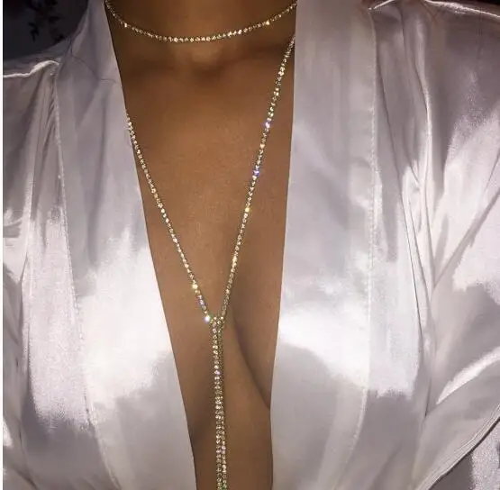 150cm Long Necklace Rhinestone crystal Party Super Flash Necklace Multi-layer Sweater Chain Female Hundred Matching Necklace image 2